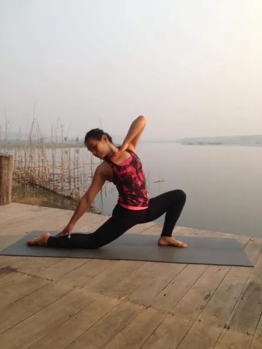 Yoga by the lake