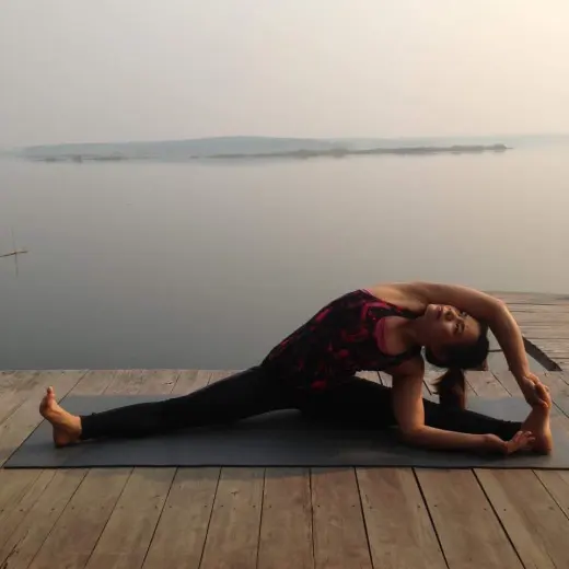 Yoga by the lake
